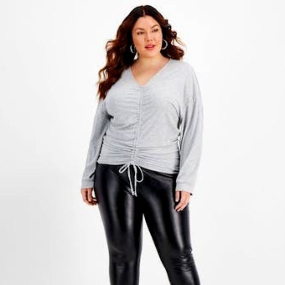 Derek Heart Trendy Plus Size Ruched-Front Top - Picture 3 of 3